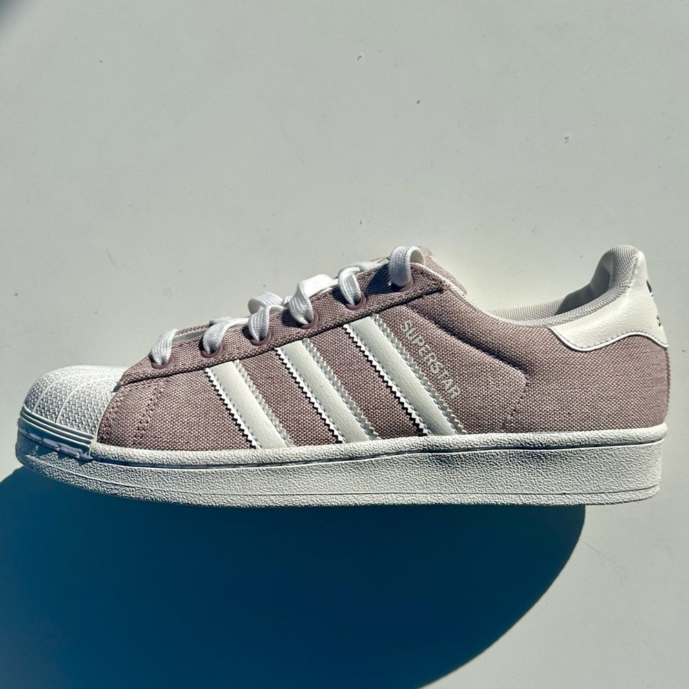 Adidas Superstar Sneakers in White and Mauve Pink, Women’s,  7.5
